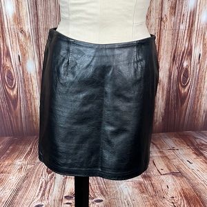 Periscope Black Leather Skirt